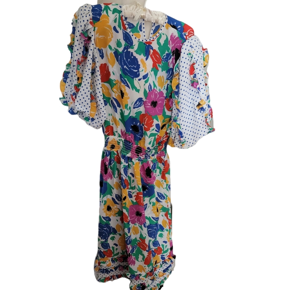 Vintage Polka Dot Flower Dress - Picture 1 of 3